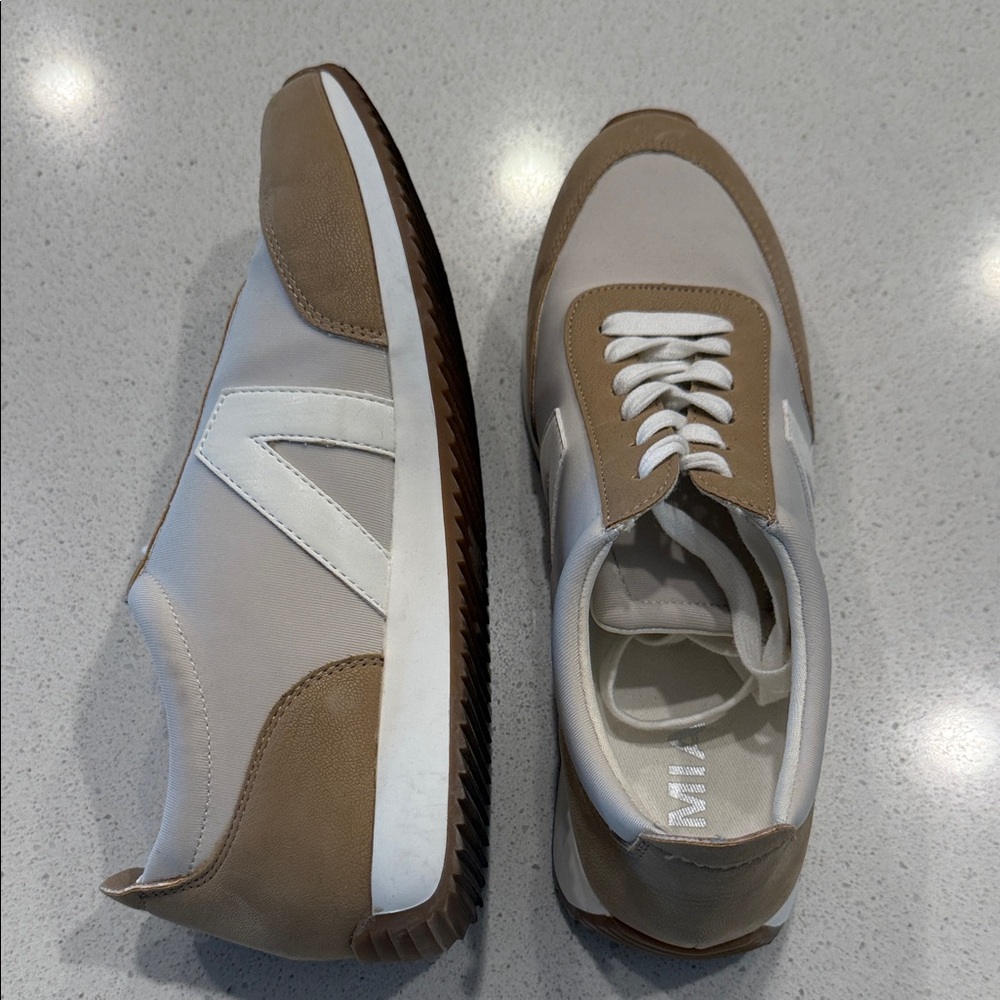 MIA Beige and White Sneakers size 9